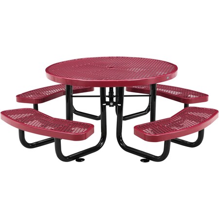 Global Industrial Round Kids Picnic Table, Red, Expanded Metal, 46 in L, 24-1/2 in H Overall 277150KRD